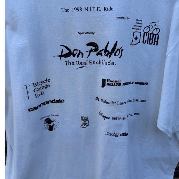 Indianapolis Cyclist Vintage 90s Nite Ride Indy Moon Bike White Shirt Mens Sz XL - Picture 7 of 7